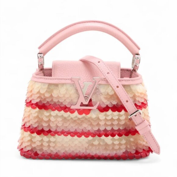 Louis Vuitton Taurillon Capucines Mini Sequins Shoulder Bag Pink x Red - Picture 1 of 16